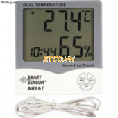 Thiết bị đo nhiệt độ/độ ẩm/đồng hồ để bàn Smarsensor AR867 ((-10~50C,20~99%RH)